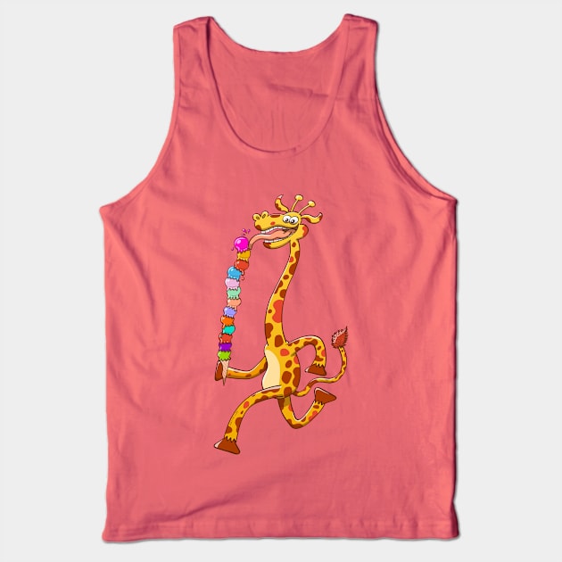 Cool giraffe refreshing by eating a giant ice cream Tank Top by zooco